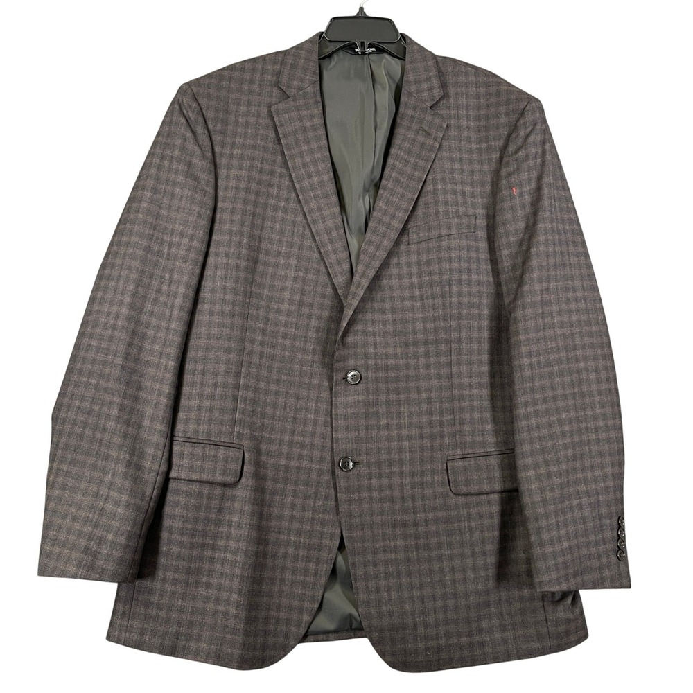 Jos A Bank Traveler Blazer Mens 46XL Brown Plaid Wool Traditional Fit Office